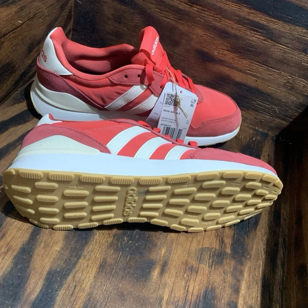 adidas Run 60s 4.0 Red/White Lace-Up Low Top Women's Sneakers JP5973 Size 8